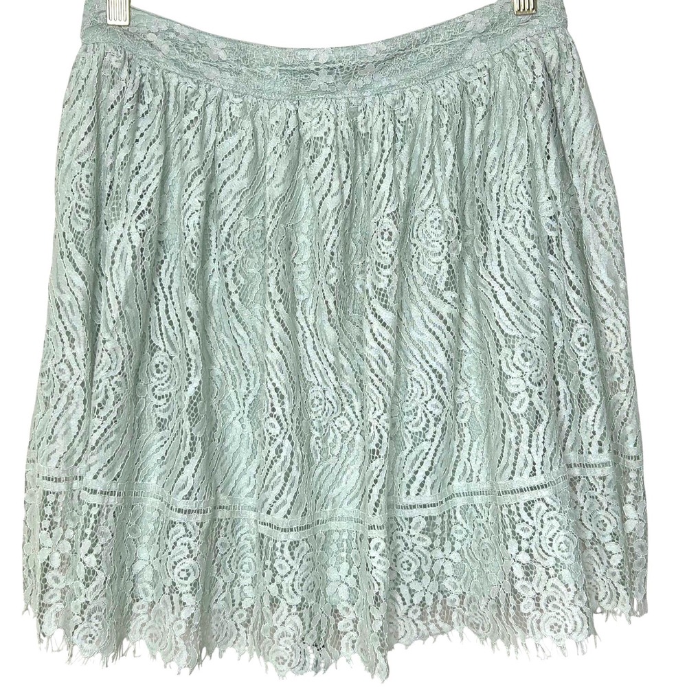 Xhilaration Womens‎ Skirt Medium sage green Lace Overlay Lined Career Party